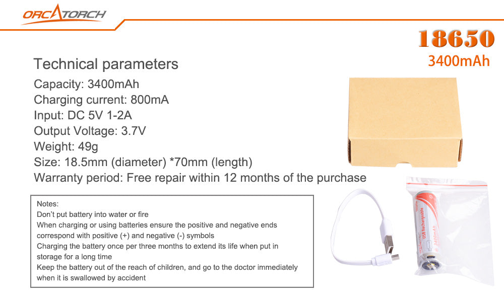 USB RECHARGEABLE LI-ION BATTERY
